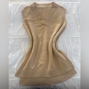 Tan Knit Oversized Sweater Vest